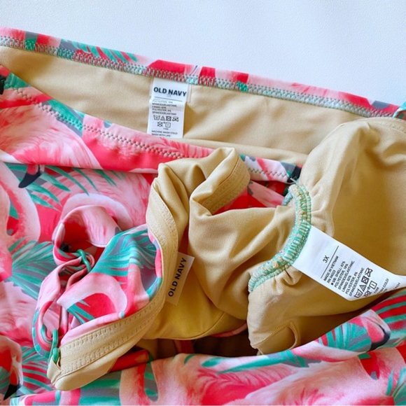 Old Navy | Bandeau Bikini 2-Piece Swim Set Flamingo Fun Pink New 3X Plus Size - Picture 11 of 14